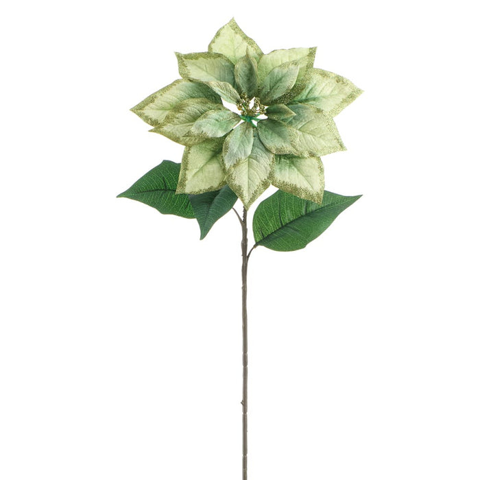 29" Shimmer Poinsettia Artificial Flower Stem -Green (Pack of 12) - XPS030-GR