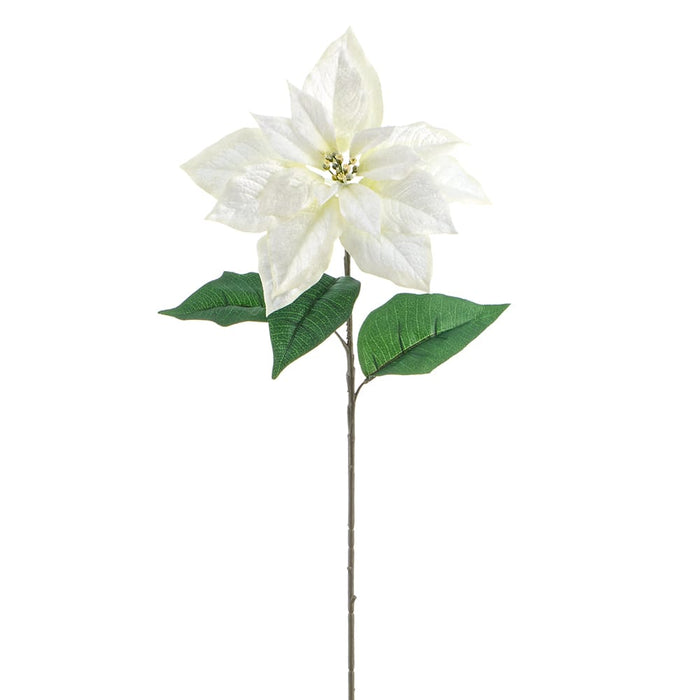 29" Shimmer Poinsettia Artificial Flower Stem -White (Pack of 12) - XPS030-WH