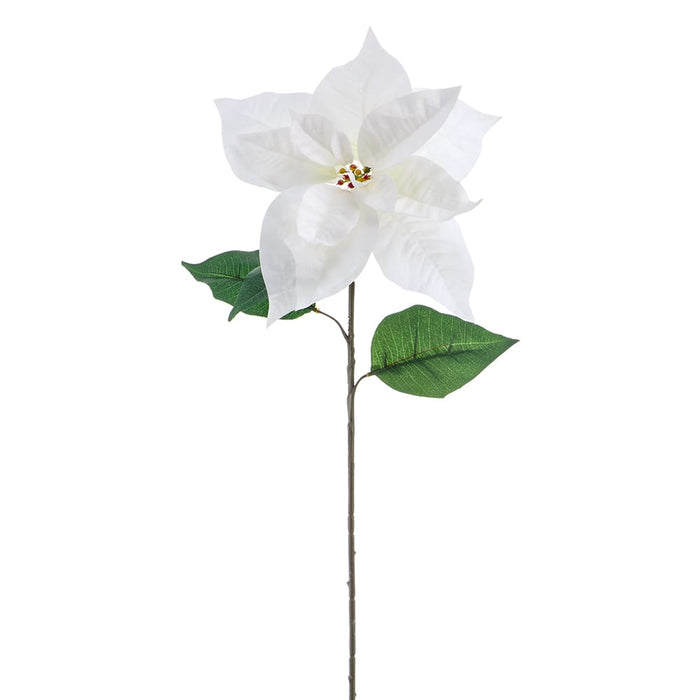 29" Magestic Velvet Poinsettia Artificial Flower Stem -White (Pack of 12) - XPS031-WH