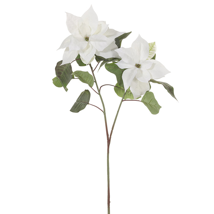 36" Poinsettia Artificial Flower Stem -White (pack of 8) - XPS111-WH