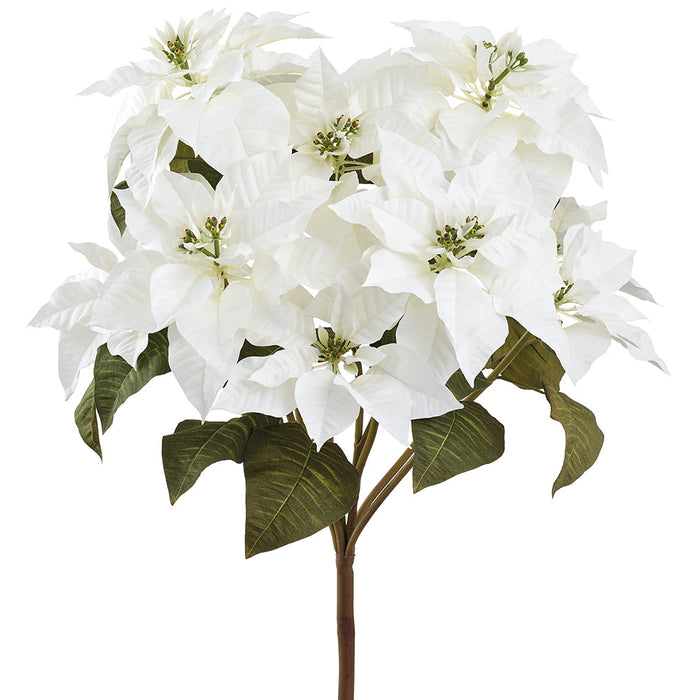 26" Poinsettia Silk Flower Stem Branch -Cream (Pack of 6) - XPS492-CR
