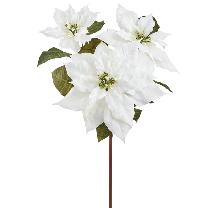 28" Poinsettia Silk Flower Stem -Cream (Pack of 12) - XPS494-CR