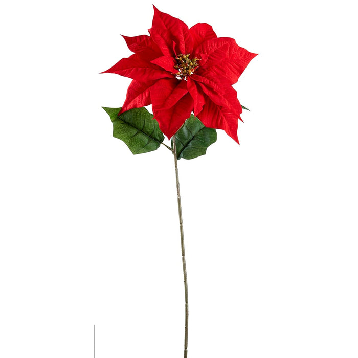 29" Velvet Artificial Hampton Poinsettia Flower Stem -Red (pack of 12) - XPS533-RE