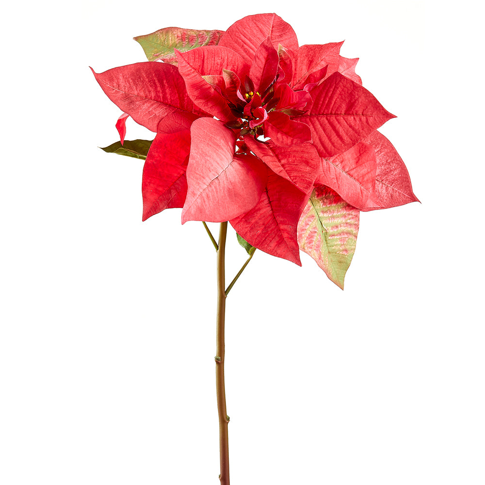 28" Real Touch Artificial Poinsettia Flower Stem -Red (pack of 12) - XPS635-RE