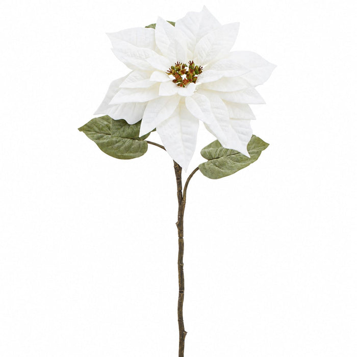 23" Velvet Poinsettia Artificial Flower Stem -White (Pack of 24) - XPS641-WH