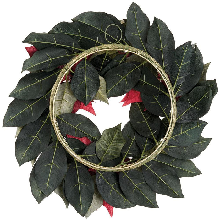 22" Metallic Shimmer Artificial Poinsettia Flower Wreath -Red (Pack of 2) - XPW004-RE
