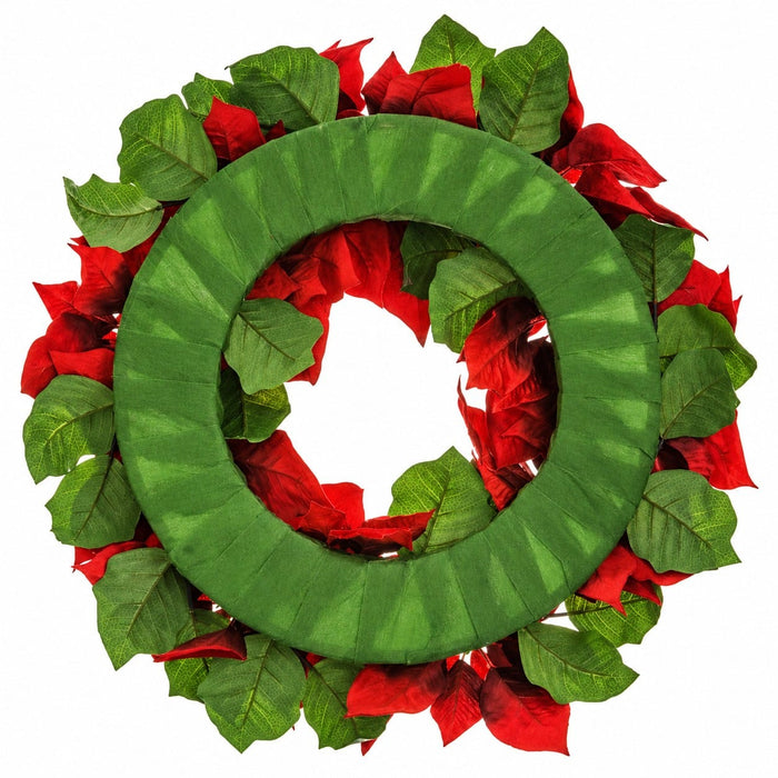 22" Artificial Velvet Poinsettia Flowering Wreath -Red (Pack of 2) - XPW164-RE