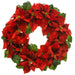 22" Artificial Velvet Poinsettia Flowering Hanging Wreath -Red (pack of 2) - XPW164-RE