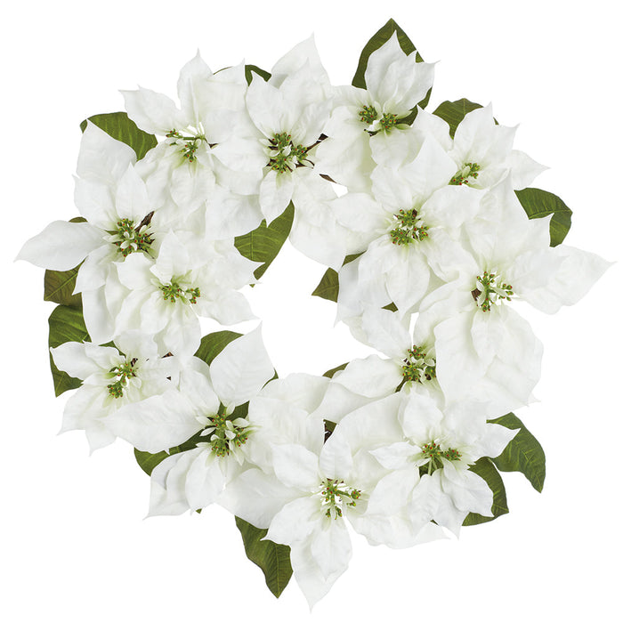24" Poinsettia Flower Silk Wreath -Cream (Pack of 4) - XPW498-CR