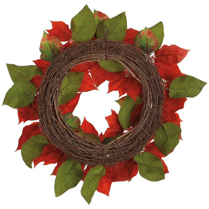 24" Poinsettia Flower Silk Wreath -Red (Pack of 4) - XPW498-RE