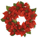 24" Poinsettia Flower Silk Wreath -Red (Pack of 4) - XPW498-RE