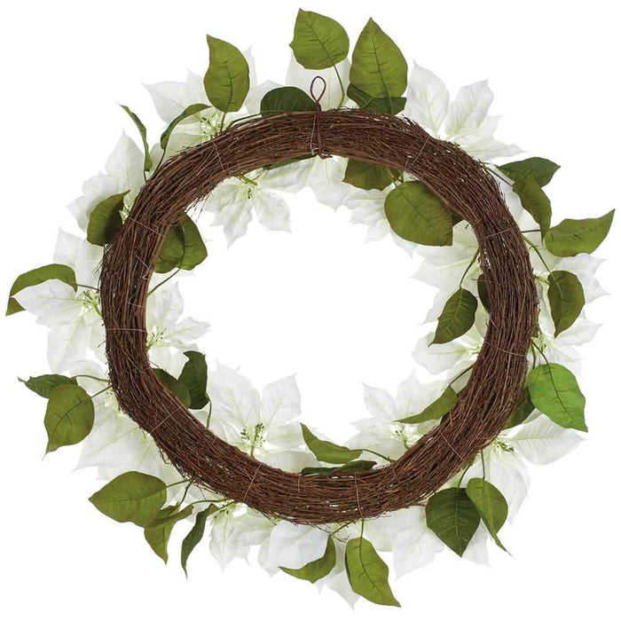 36" Poinsettia Flower Silk Wreath -Cream (Pack of 2) - XPW499-CR