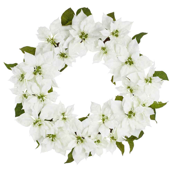 36" Poinsettia Flower Silk Wreath -Cream (Pack of 2) - XPW499-CR