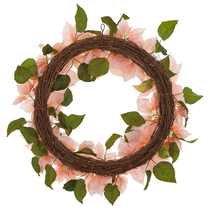 36" Poinsettia Flower Silk Wreath -Pink (Pack of 2) - XPW499-PK