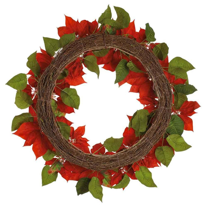36" Poinsettia Flower Silk Wreath -Red (Pack of 2) - XPW499-RE