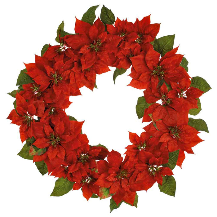 36" Poinsettia Flower Silk Wreath -Red (Pack of 2) - XPW499-RE