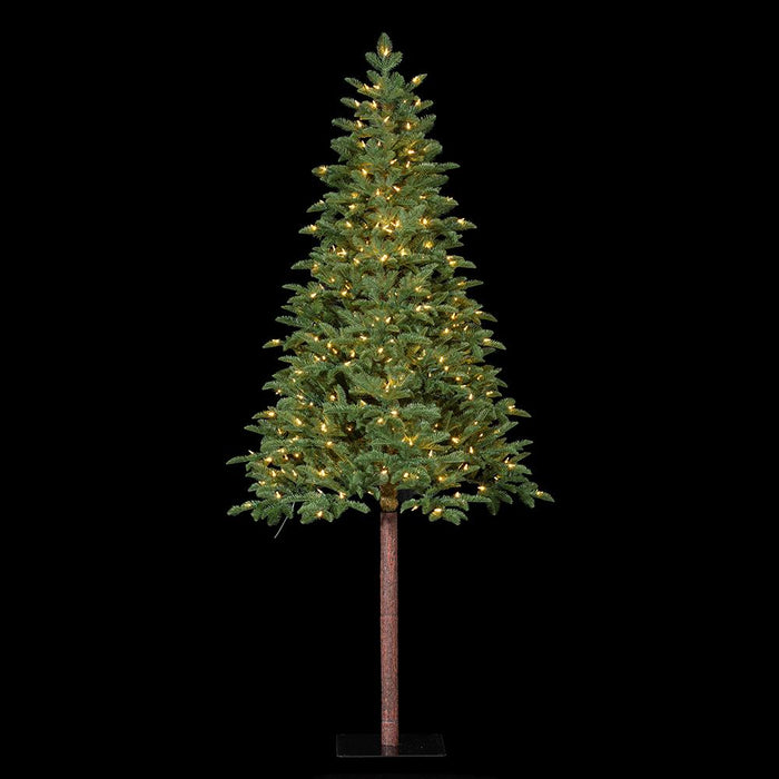 7'Hx42"W Pencil Pine Artificial Christmas Tree w/Metal Plate, LED Pre-Lit -Green - Y5P307-GR