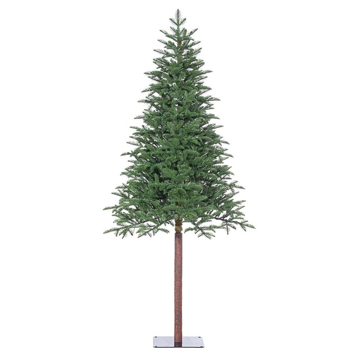 7'Hx42"W Pencil Pine Artificial Christmas Tree w/Metal Plate, LED Pre-Lit -Green - Y5P307-GR