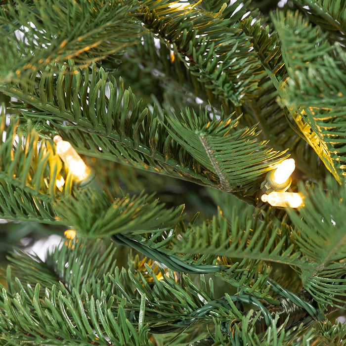 7'Hx42"W Pencil Pine Artificial Christmas Tree w/Metal Plate, LED Pre-Lit -Green - Y5P307-GR