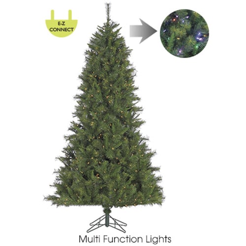 7'6"Hx51"W Canyon Mixed Pine Multi Functional LED-Lighted Artificial Christmas Tree w/Stand -Green - Y8C117-GR
