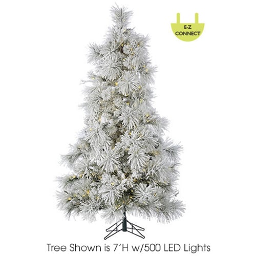 9'Hx60"W Drooping Snowed Pine LED-Lighted Artificial Christmas Tree w/Stand -Snow - Y8D309-SN