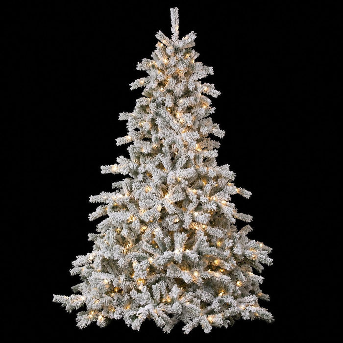 7'6"Hx72"W Heavy Flocked Dorset Pine Artificial Christmas Tree, LED Pre-Lit -Snow - Y8S707-SN