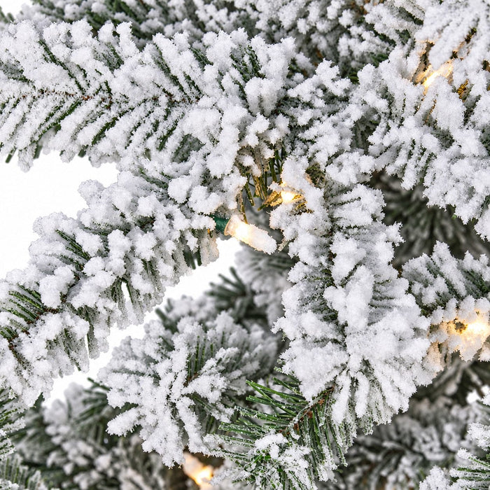 9'Hx81"W Heavy Flocked Dorset Pine Artificial Christmas Tree, LED Pre-Lit -Snow - Y8S709-SN
