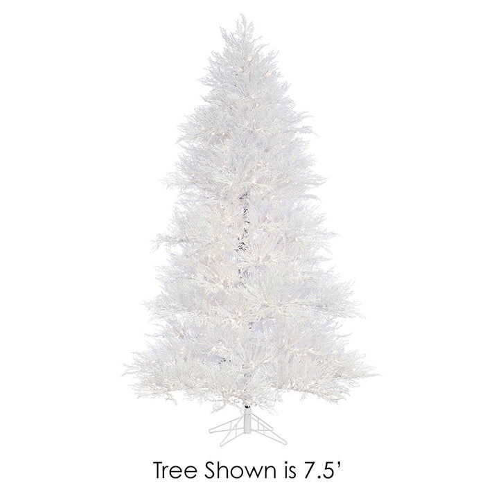 9'Hx64"W Flocked Plastic Twig Artificial Christmas Tree, LED Pre-Lit -White - Y8T629-WH
