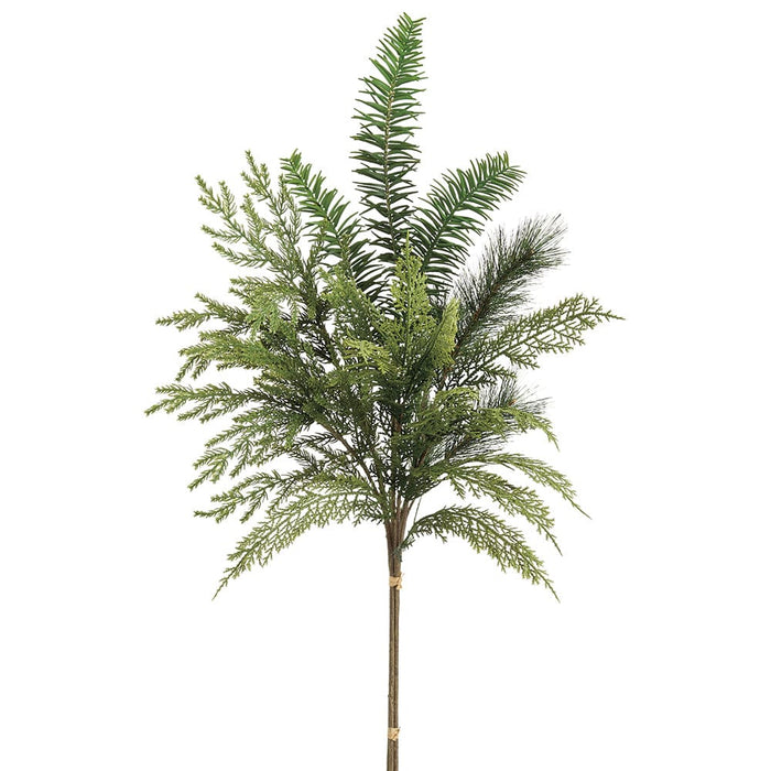 28" Mixed Long Needle & Pine Artificial Stem Bundle -2 Tone Green (Pack of 8) - YBX003-GR/TT