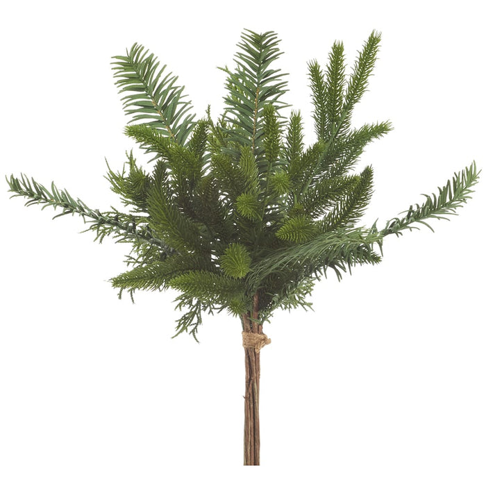 19.5" Mixed Pine & Juniper Artificial Stem Bundle -Green (Pack of 6) - YBX007-GR