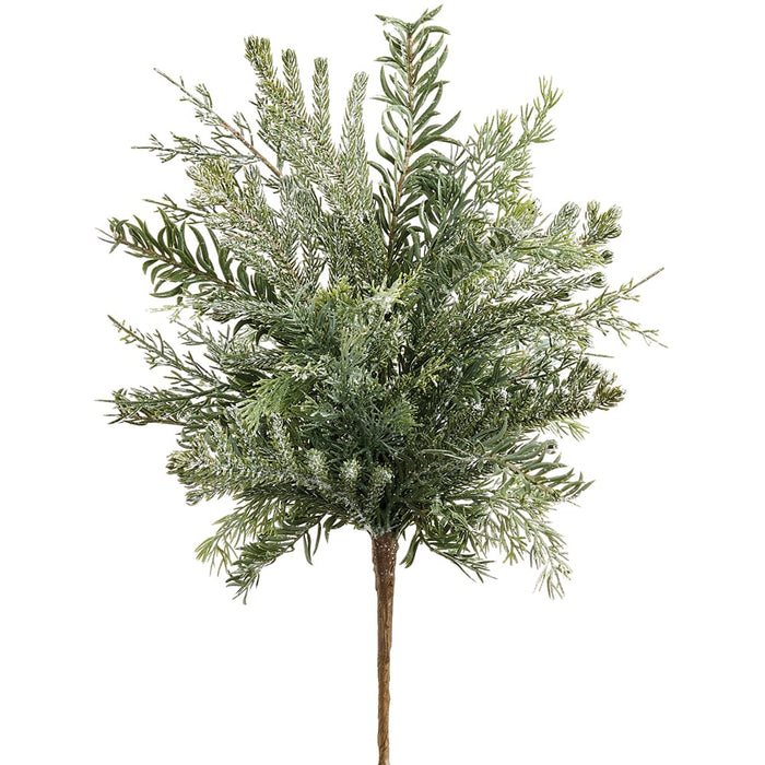 18" PE Soft-Touch Mixed Pine Artificial Plant -Green/White (Pack of 6) - YBX010-GR/WH