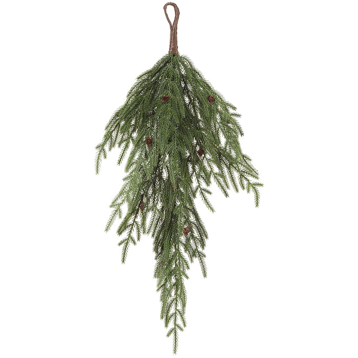 30.5" Pine & Plastic Pinecone Artificial Teardrop Swag -Green (pack of 12) - YDP238-GR