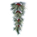 32" Snowed Pinecone, Berry & Pine Artificial Teardrop Swag -Green/Red (pack of 2) - YDX021-GR/RE