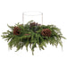 12"Wx8"H Artificial Pinecone & Mixed Pine Candle Ring Holder w/Glass -Green/Brown - YEX001-GR/BR
