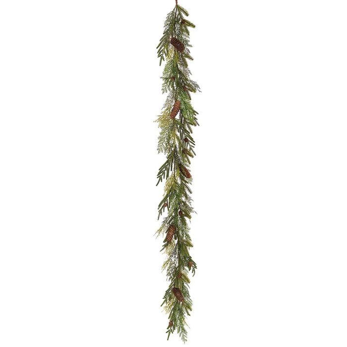6' Cedar, Pine & Pinecone Artificial Garland -Green/Brown (Pack of 2) - YGC004-GR/BR