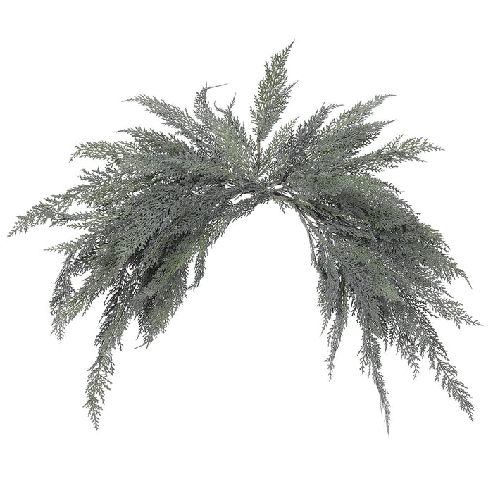 48" Wide Frosted Artificial Cedar Mantel Swag -Green/Gray (Pack of 4) - YGC405-GR/FS
