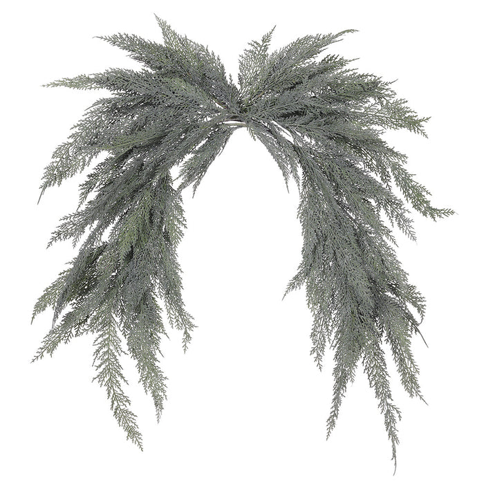 65" Wide Frosted Artificial Cedar Mantel Swag -Green/Gray (Pack of 2) - YGC407-GR/FS