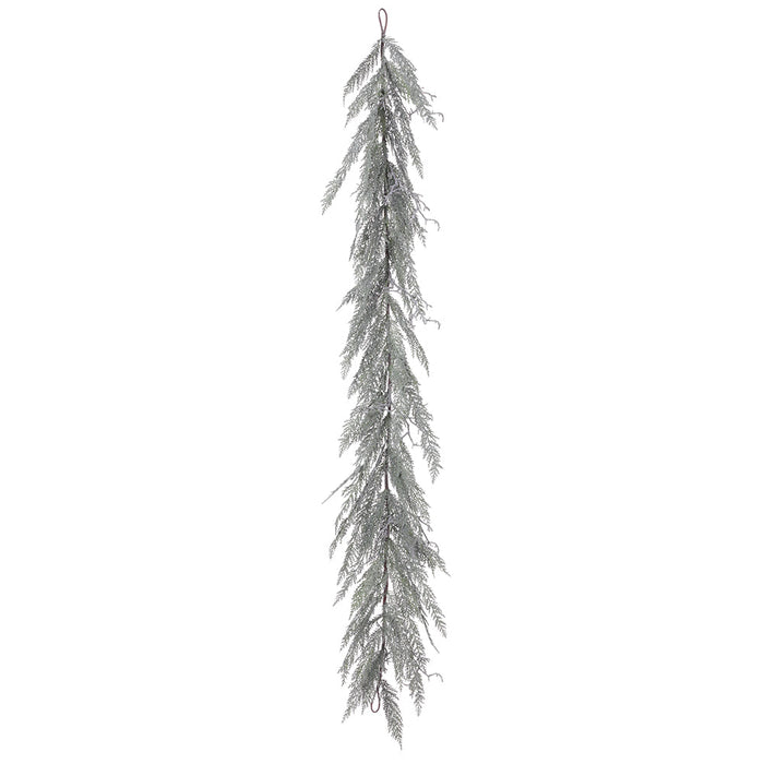6' Frosted Cedar & Twig Artificial Garland -Green/Gray (Pack of 6) - YGC517-GR/FS