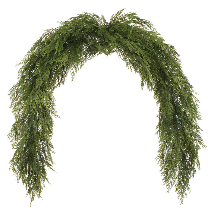 72" Wide Glittered Deluxe Artificial Mixed Cedar Mantel Swag -Green (Pack of 6) - YGC781-GR