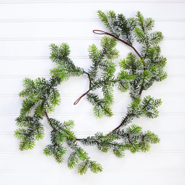 6' Iced Norway Spruce Artificial Garland -Green/White (pack of 4) - YGN065-GR/WH