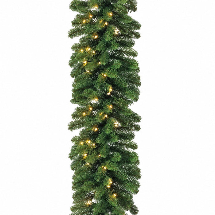9'Lx14"W Noble Fir Pine Artificial Garland, Pre-Lit -Green (Pack of 6) - YGN714-GR