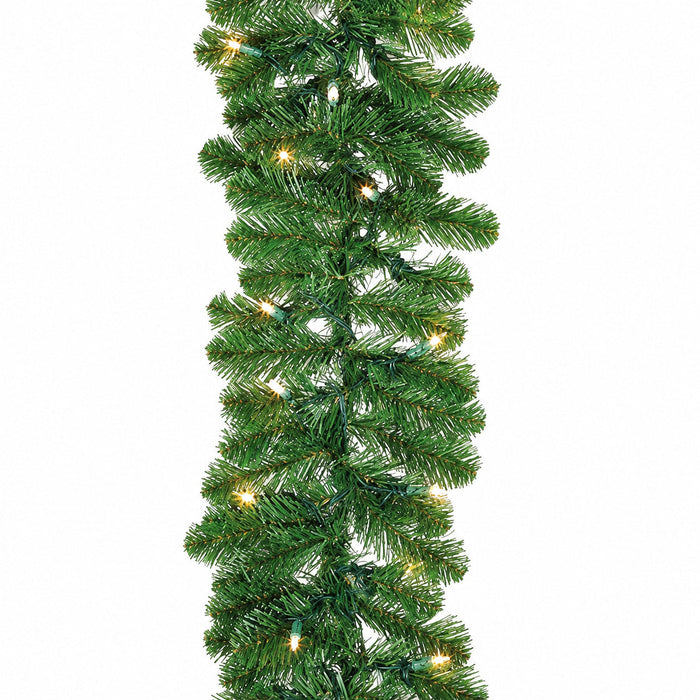 9'Lx12"W Noble Fir Pine Artificial Garland, Pre-Lit -Green (Pack of 6) - YGN812-GR