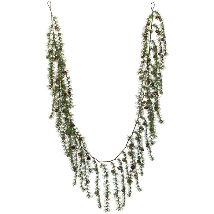 9' Wide Pine & Pinecone Artificial Hanging Mantel Swag -Green/Gray (Pack of 2) - YGP073-GR/GY