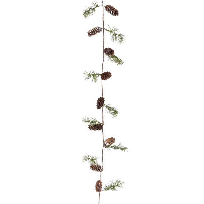 5' Flocked Pinecone & Pine Artificial Garland -Green/Brown (Pack of 12) - YGP108-GR/BR
