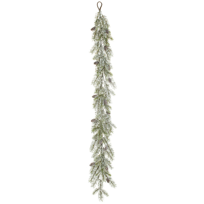 5' Flocked Pine & Pinecone Artificial Garland -Green/Brown (Pack of 4) - YGP133-GR/BR