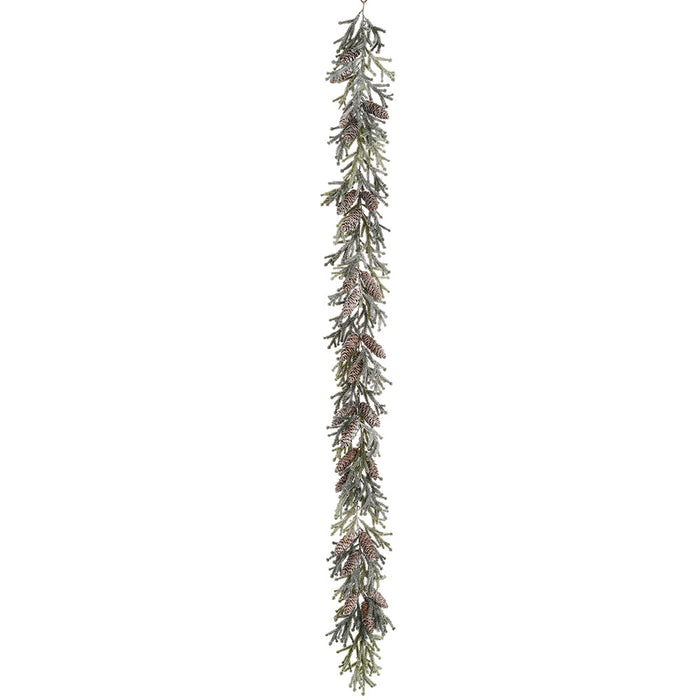 6' Frosted Pine & Pinecone Artificial Garland -Green/Brown (Pack of 4) - YGP320-GR/BR