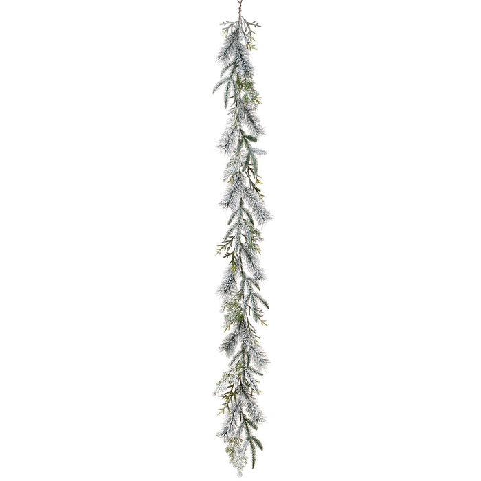 6' Flocked Pine Artificial Garland -White/Green (Pack of 12) - YGP548-WH/GR