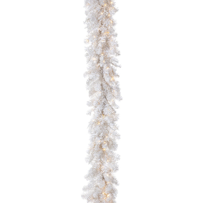 9'Lx12"W White Noble Garland, Micro LED Pre-Lit -White (Pack of 2) - YGW009-WH