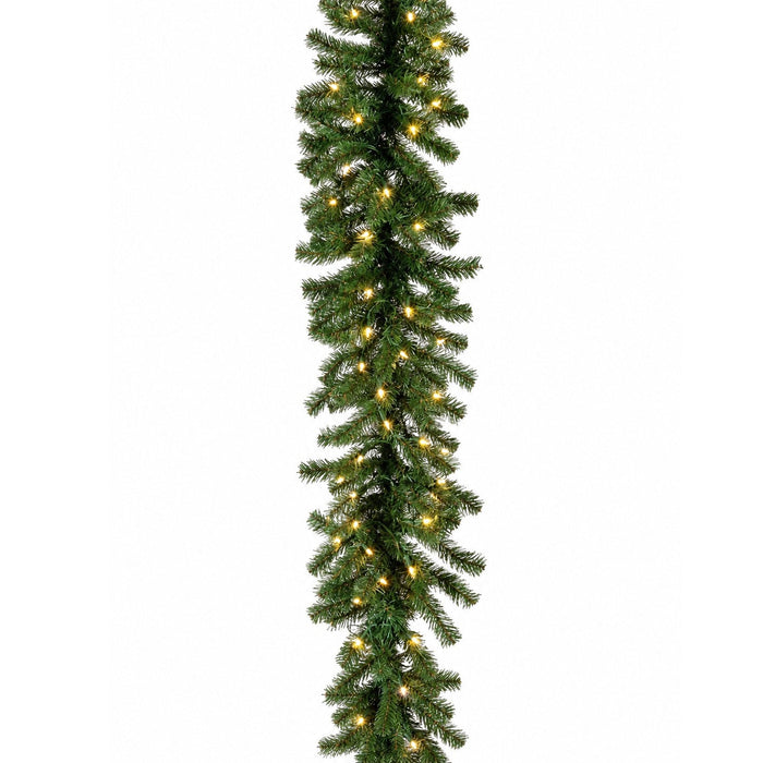 9'Lx14"W Deluxe Windsor Pine Artificial Garland, Pre-Lit -Green (Pack of 6) - YGW814-GR