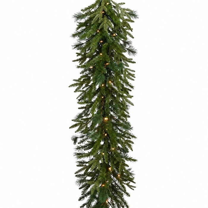9'Lx24"W Mixed Needle Pine Artificial Garland, Pre-Lit (Smart) -Green - YGX824-GR